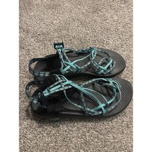 Chaco ZX/3 Classic Sport Sandals Women Shoe 10 Aqua Green Black Triple Strapped
